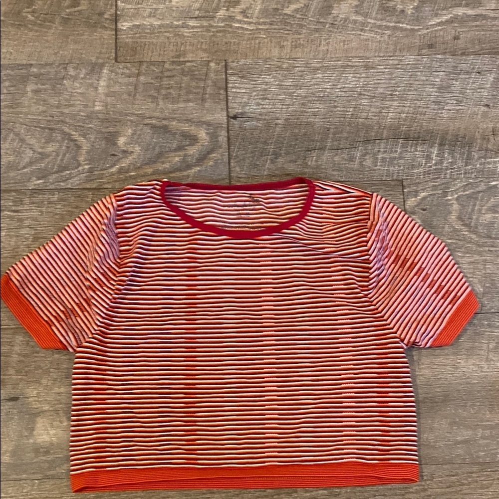 Free People Old School fitted Red & White Striped Crop Top M/L Vintage Inspired